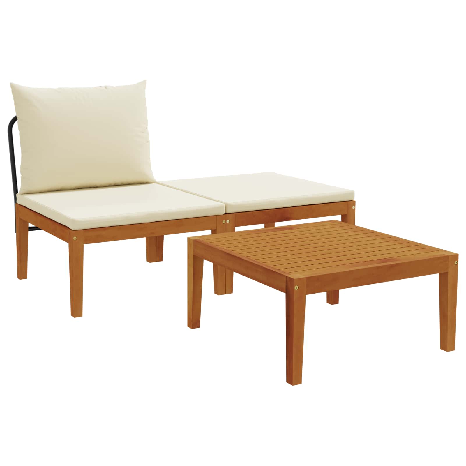 3 Unid. conjunto de lounge de jardim com almofadas natural