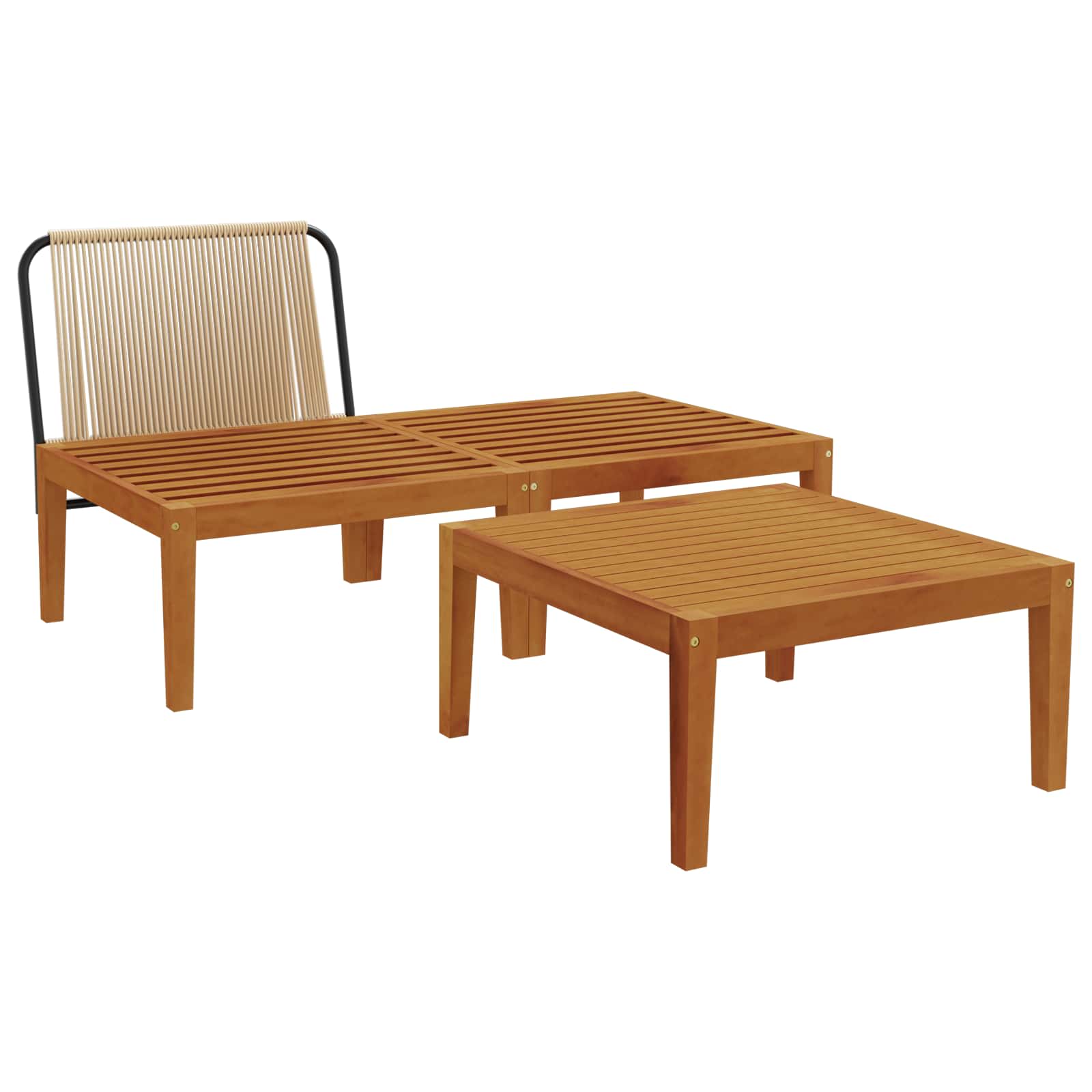 3 Unid. conjunto de lounge de jardim com almofadas natural
