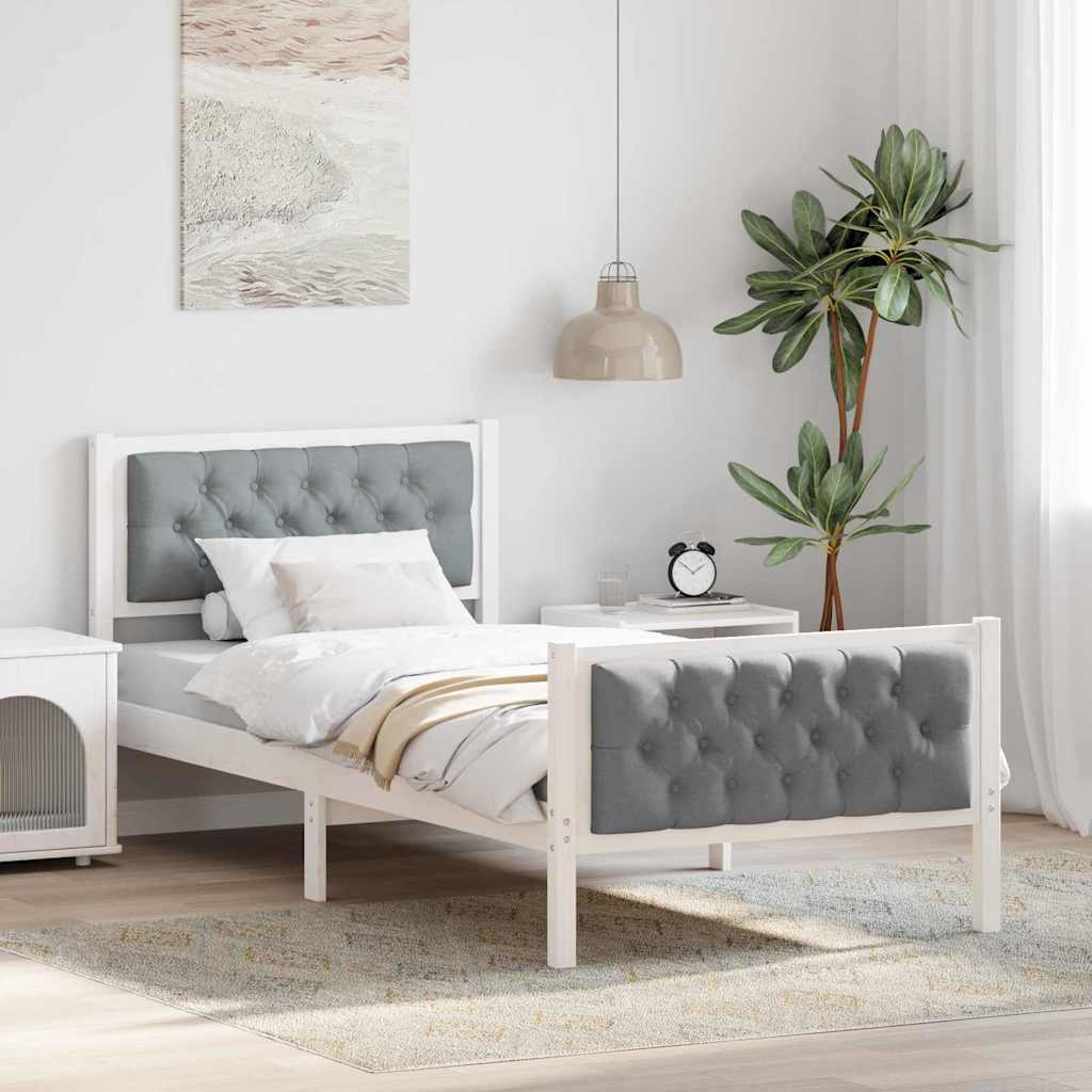 Estrutura da cama com cabeceira cinzento-claro 90 x 190 cm