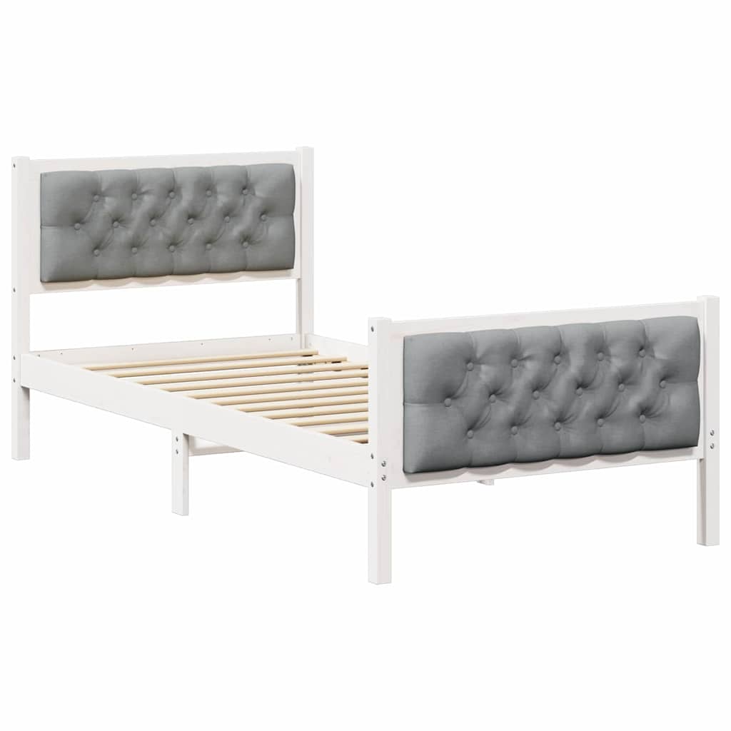 Estrutura da cama com cabeceira cinzento-claro 90 x 190 cm