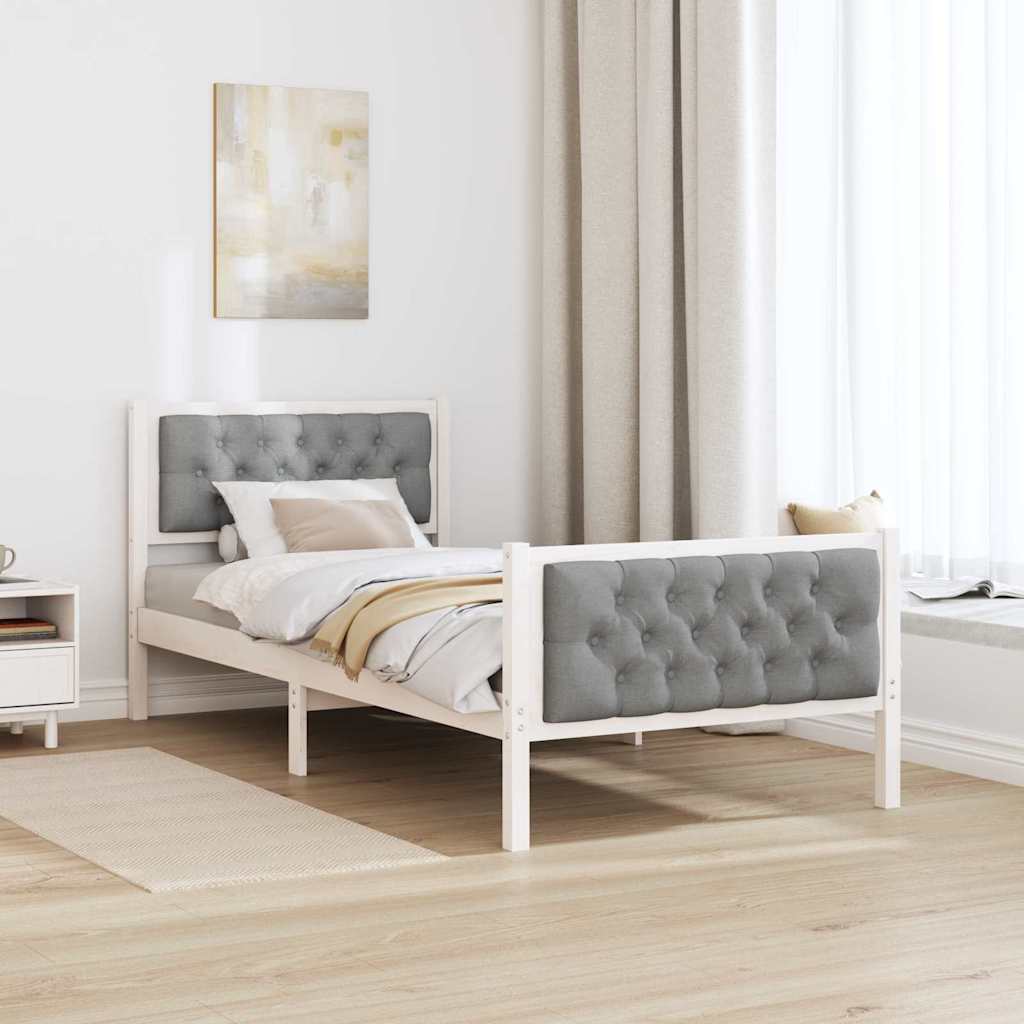 Estrutura da cama com cabeceira cinzento-claro 90 x 190 cm