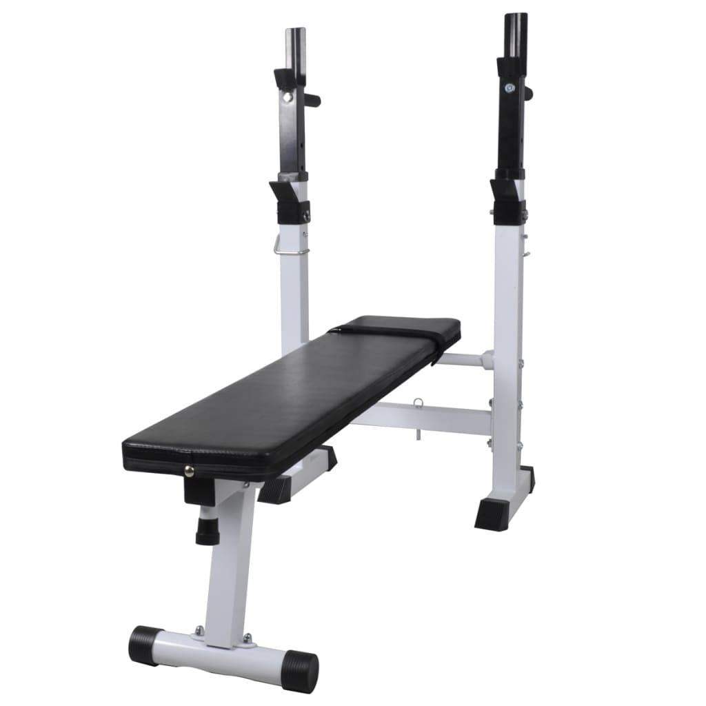 Banco musculação c/ suporte p/ pesos + barras e halteres 60,5kg