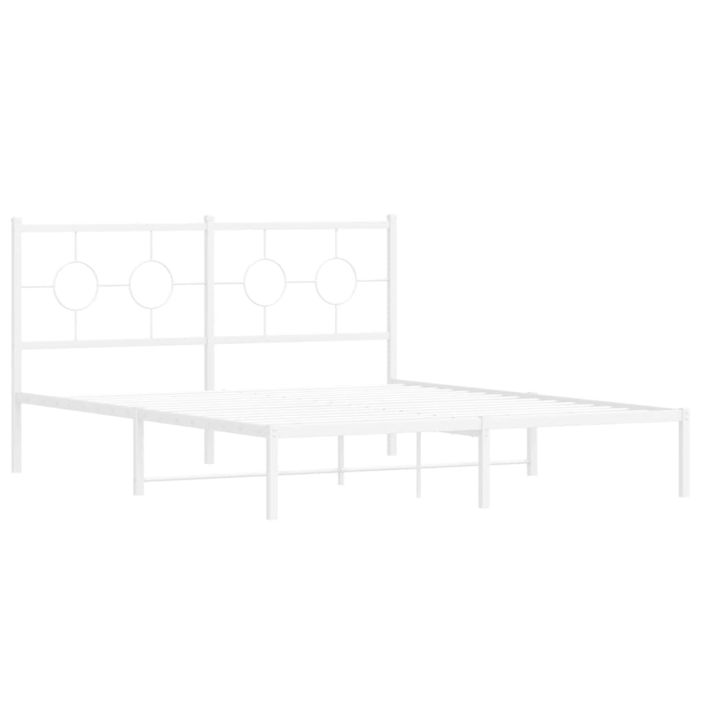 Estrutura de cama com cabeceira 150x200 cm metal branco