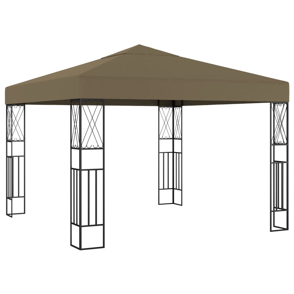 Gazebo 3x3 m tecido cinzento-acastanhado