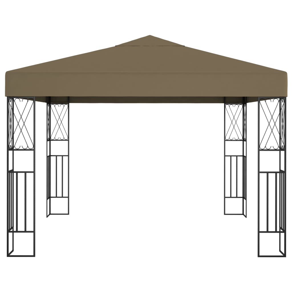 Gazebo 3x3 m tecido cinzento-acastanhado