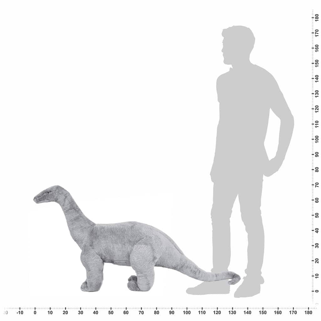 Brinquedo de montar dinossauro braquiossauro peluche cinza xxl