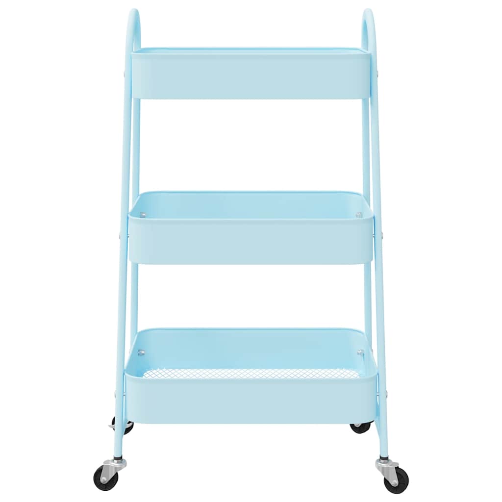 Carrinho de arrumação 3 camadas 42x41,5x77 cm aço azul