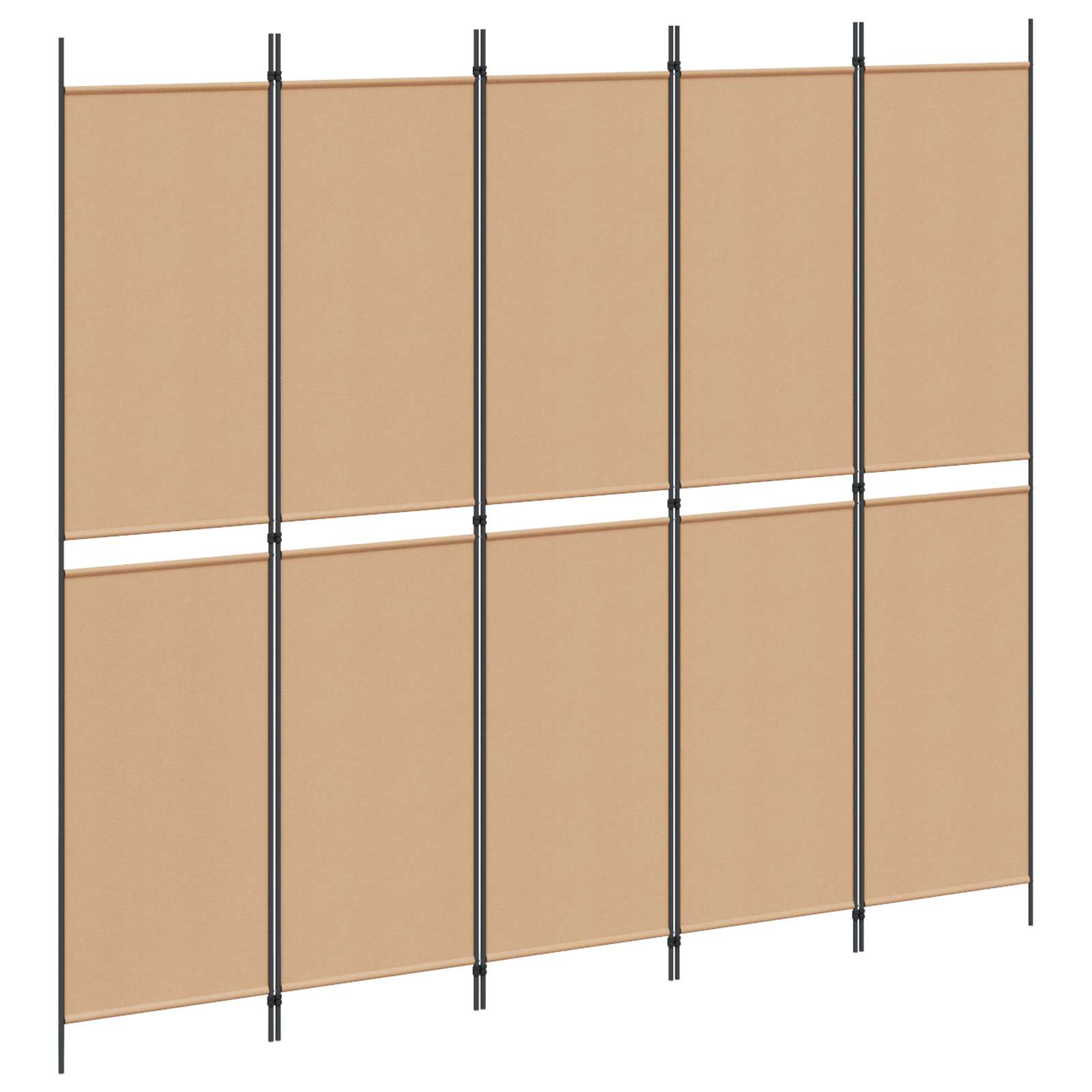 Divisor de ambiente de 5 painéis bege 250 x 220 cm tecido