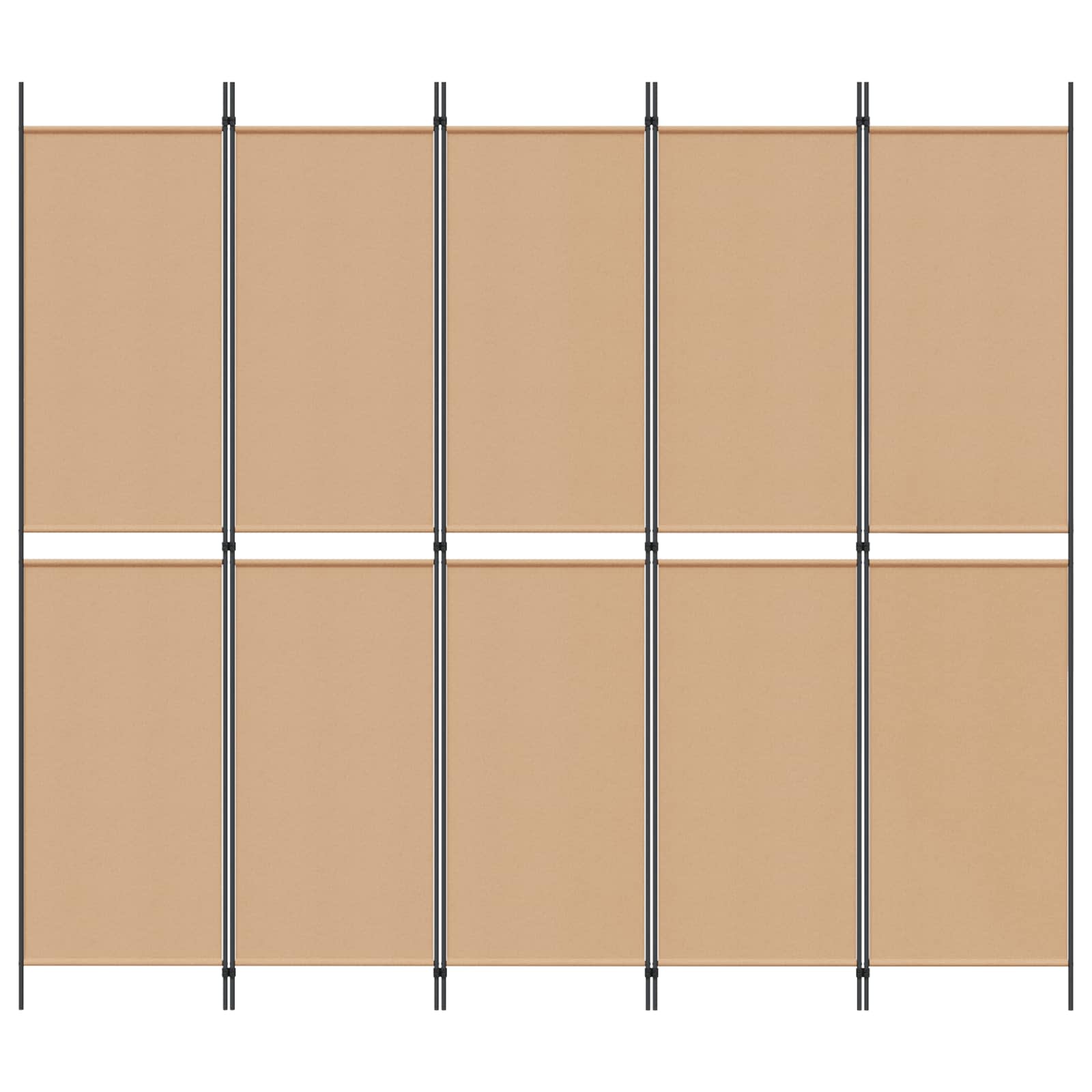 Divisor de ambiente de 5 painéis bege 250 x 220 cm tecido