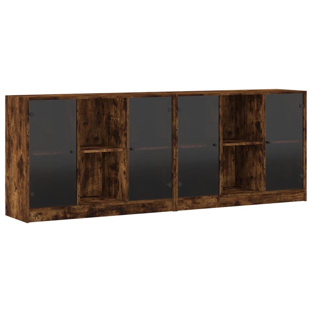 Estante c/ portas 204x37x75 cm deriv. madeira carvalho fumado