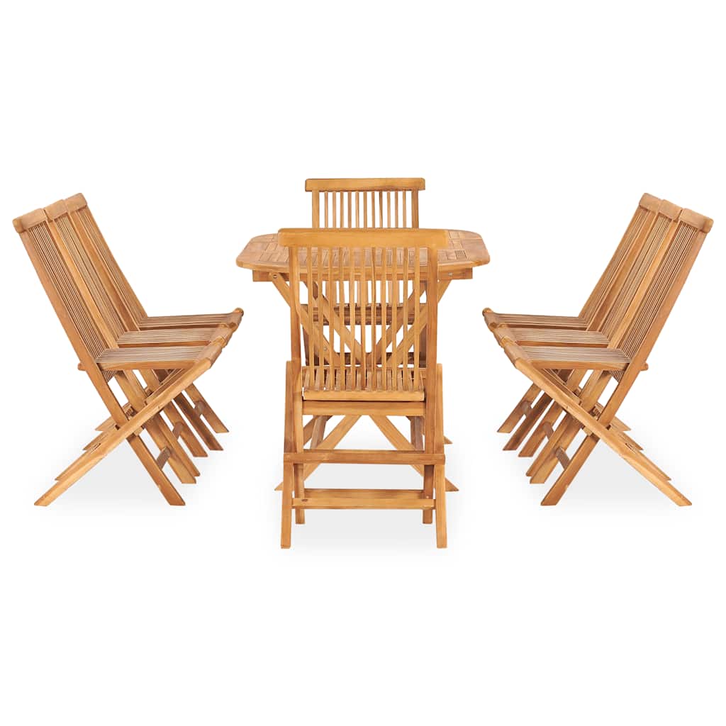 9 Pcs conjunto jantar dobrável p/ exterior madeira teca maciça