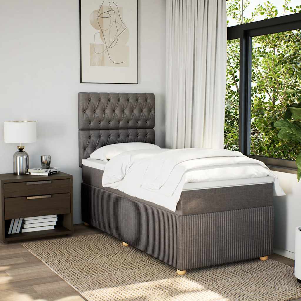 Cama com molas/colchão 80x200 cm tecido castanho-acinzentado