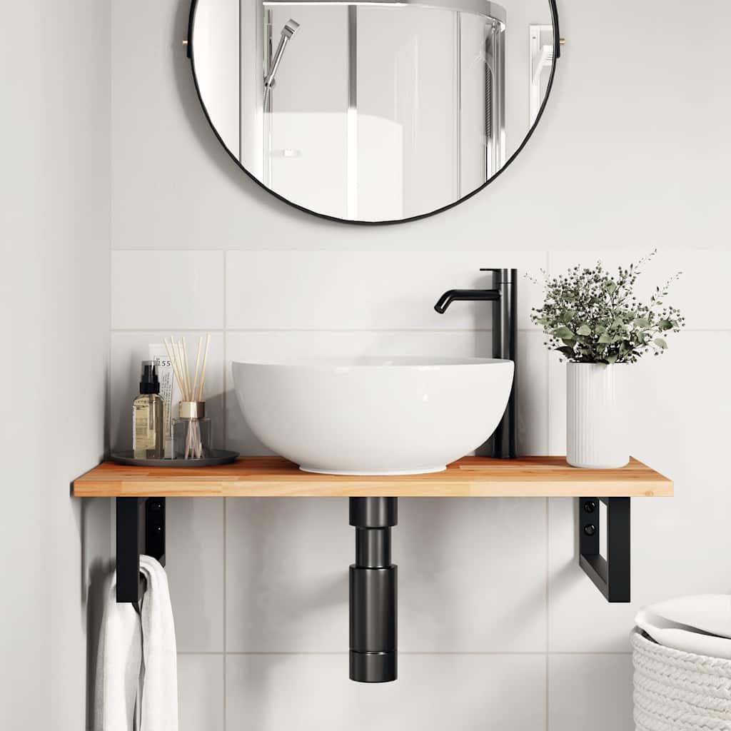 Tampo p/ móvel de wc 100x40x2cm acácia maciça acabamento a óleo