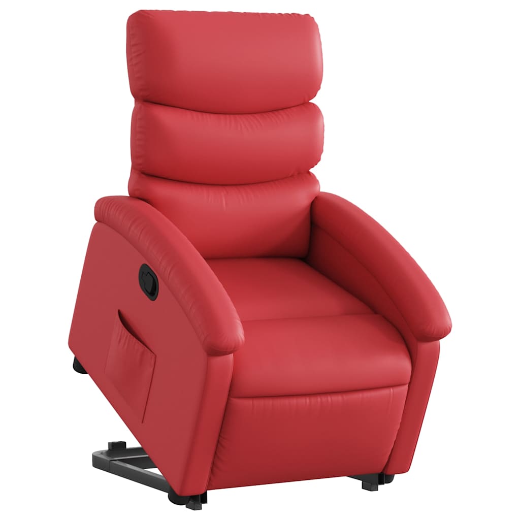 Poltrona reclinável elevatória couro artificial vermelho