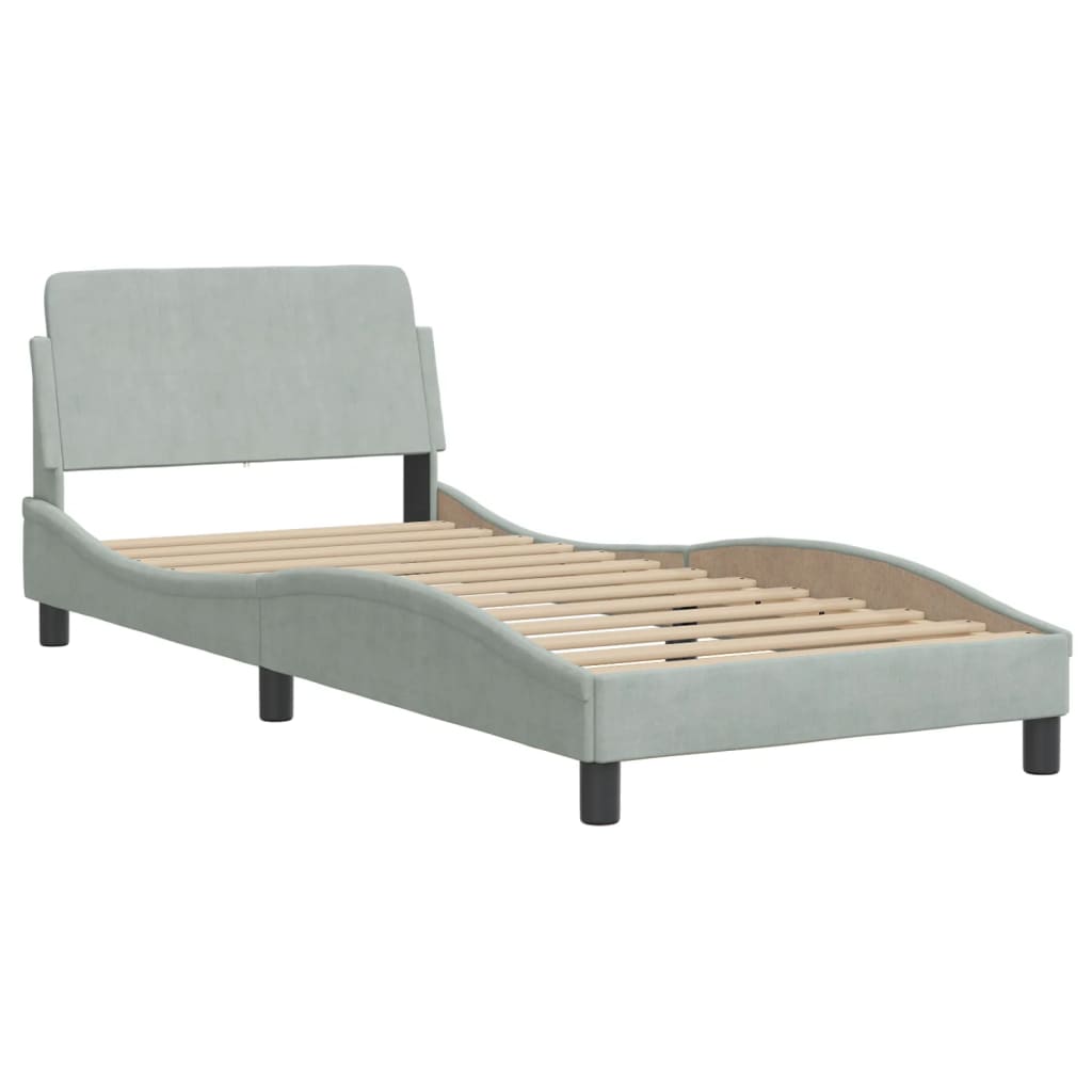 Cama com colchão hanko 90x190 cm veludo cinzento-claro