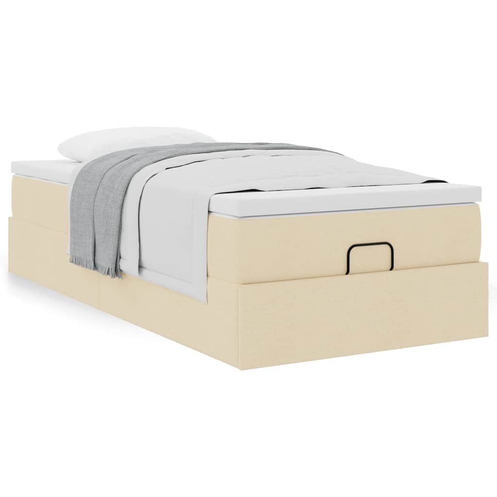 Estrutura de cama otomana com creme de colchão 90x200cm tecido