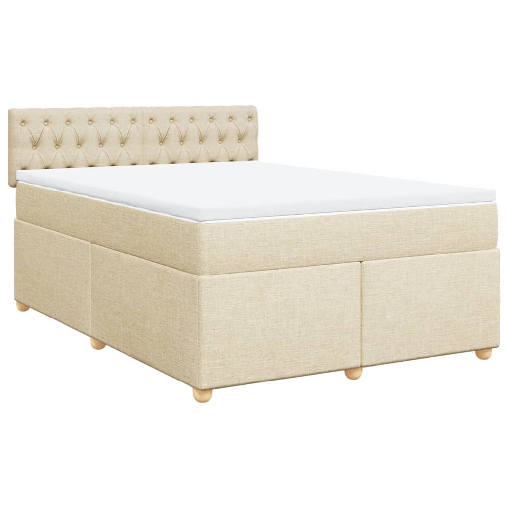 Cama com molas/colchão 140x200 cm tecido cor creme
