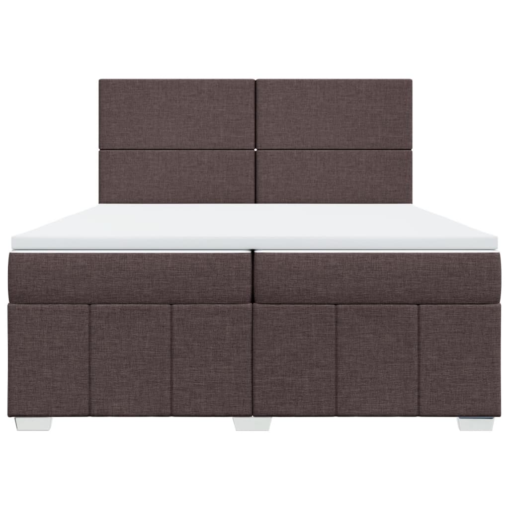 Cama com molas/colchão 200x200 cm tecido castanho-escuro