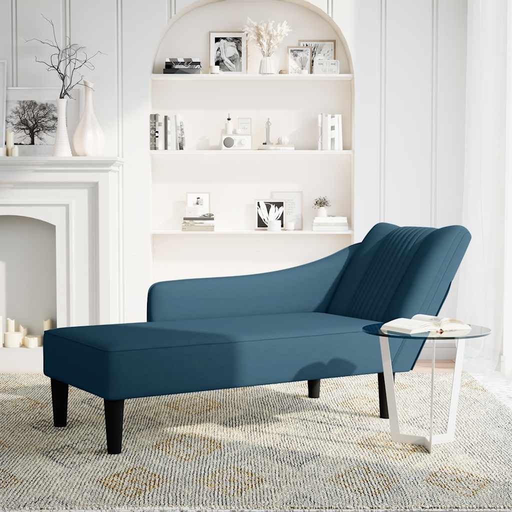 Chaise-longue com apoio de braço direito veludo azul
