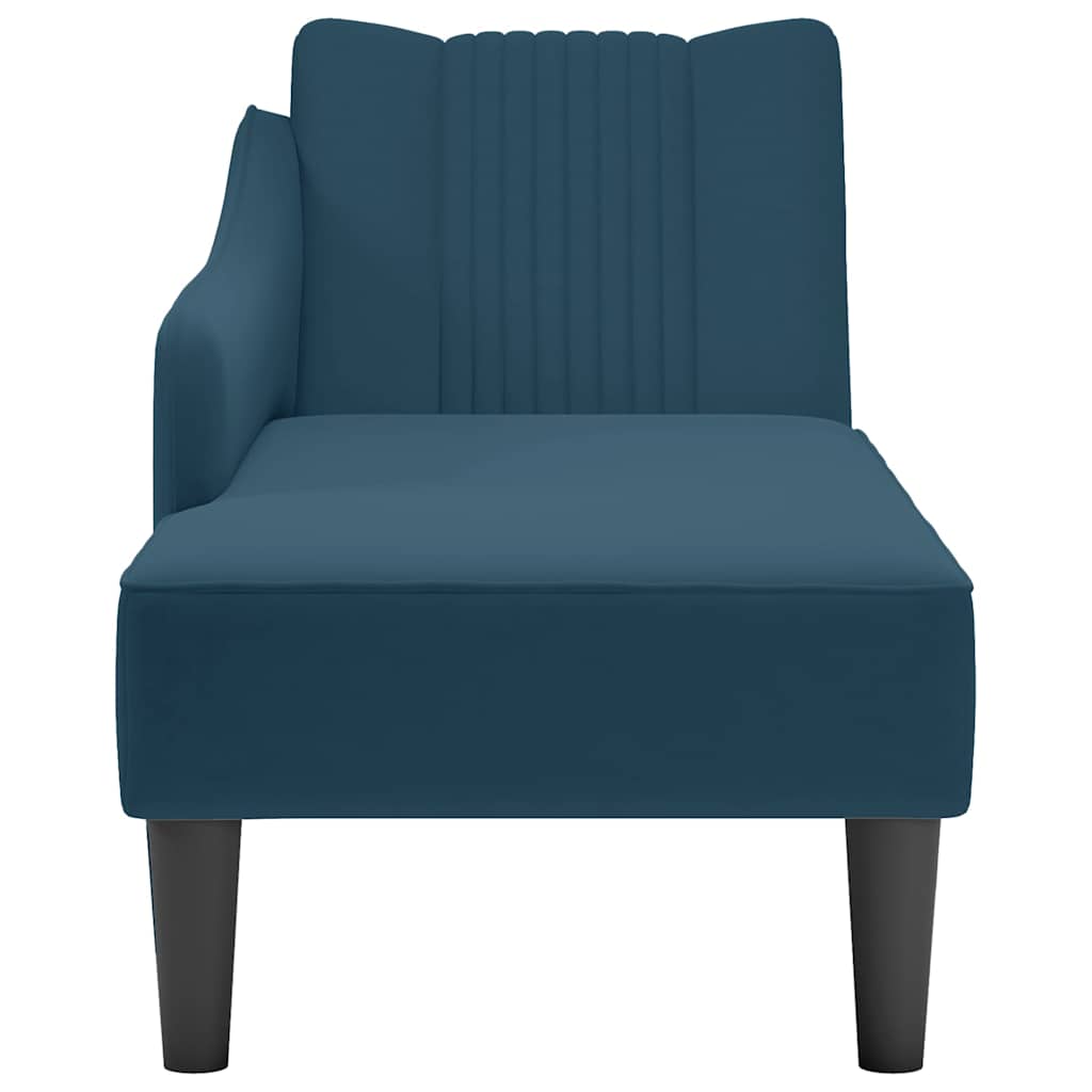 Chaise-longue com apoio de braço direito veludo azul