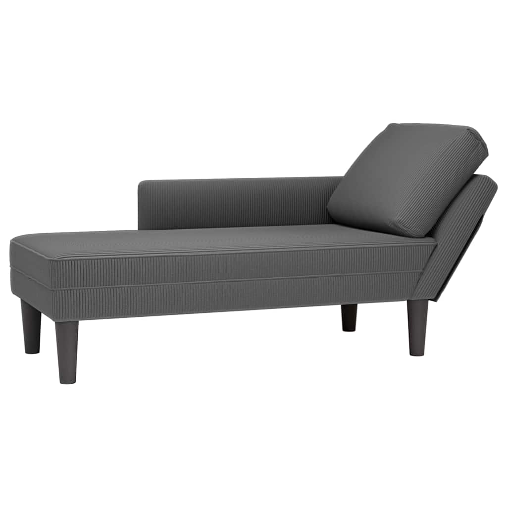 Chaise lounge com almofada tecido corduroy cinzento escuro
