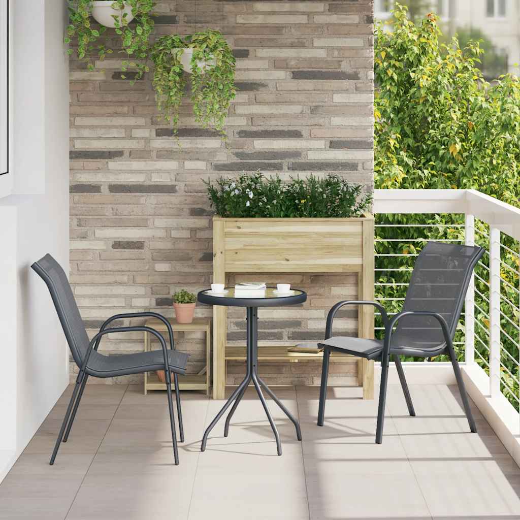 Cadeiras de jardim empilháveis 2 pcs textilene cinzento