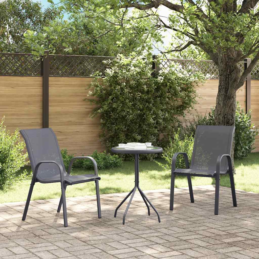 Cadeiras de jardim empilháveis 2 pcs textilene cinzento