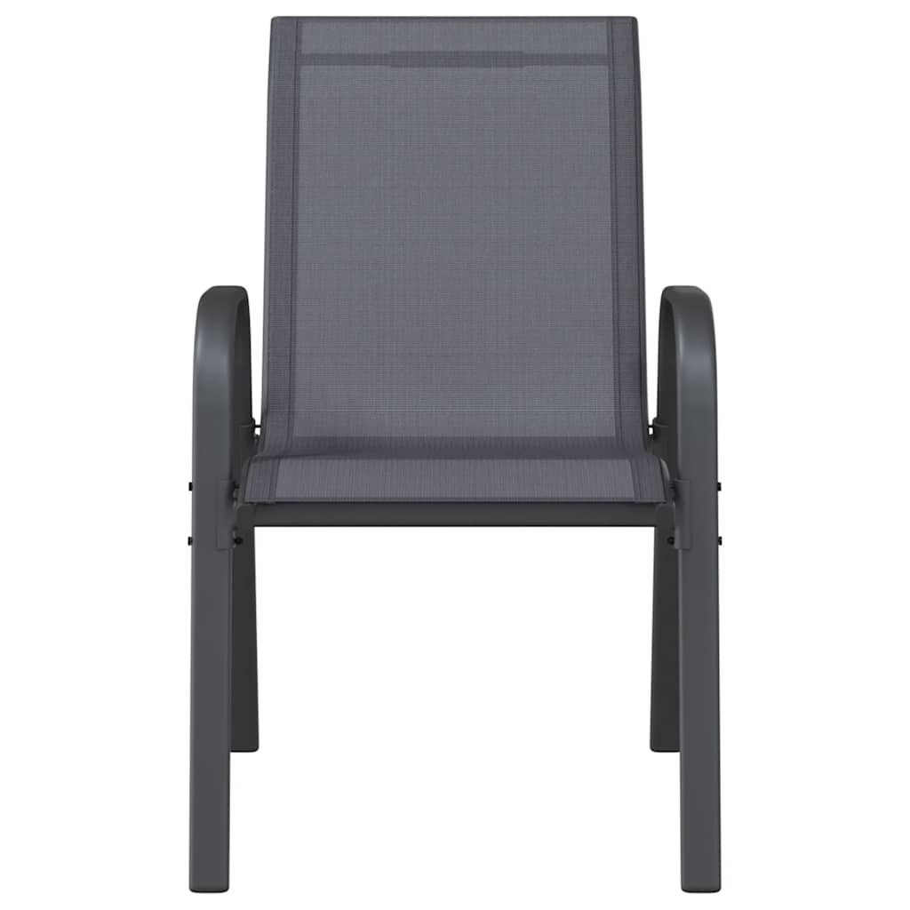 Cadeiras de jardim empilháveis 2 pcs textilene cinzento