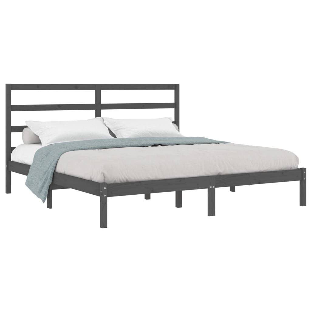 Estrutura de cama 200x200 cm pinho maciço cinzento