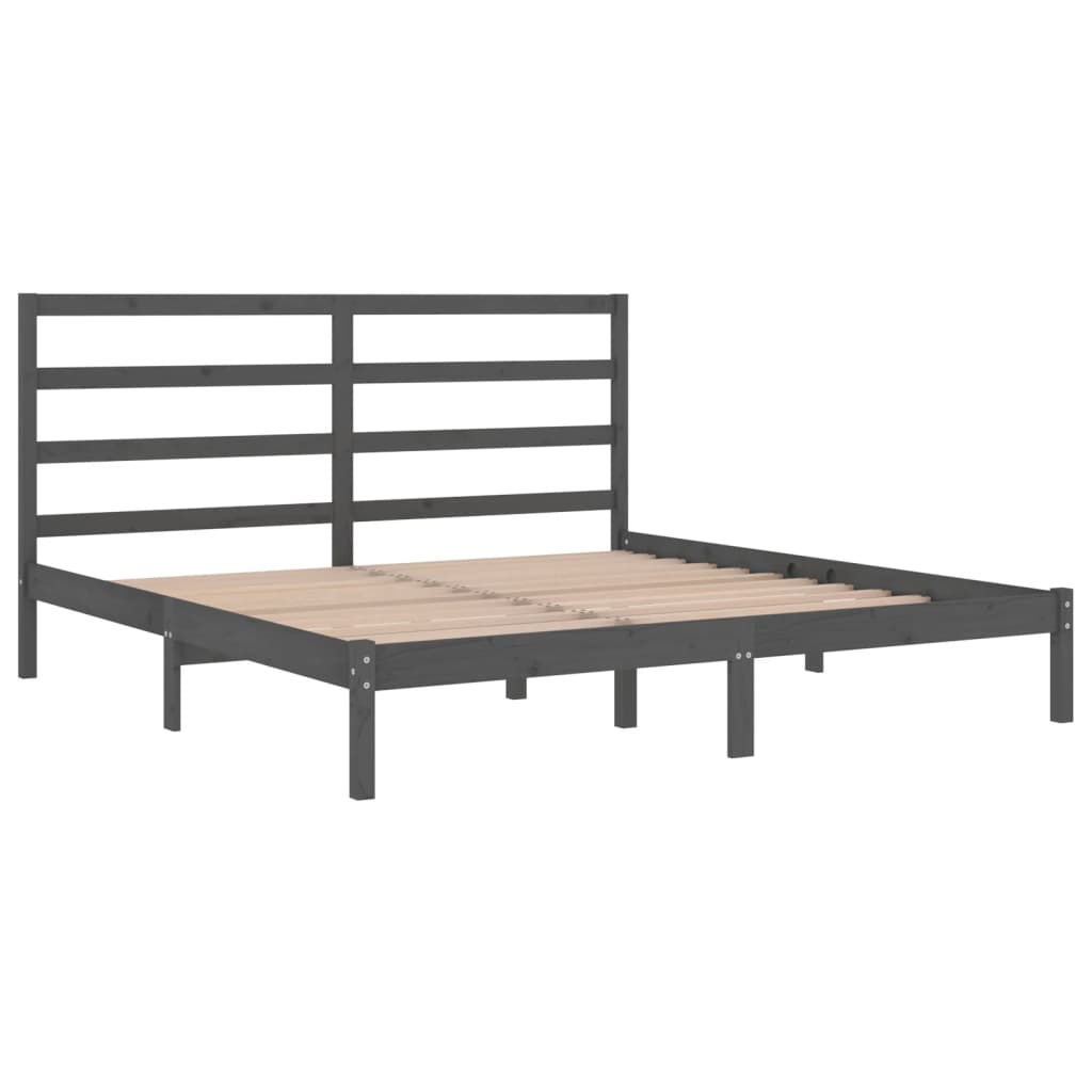 Estrutura de cama 200x200 cm pinho maciço cinzento