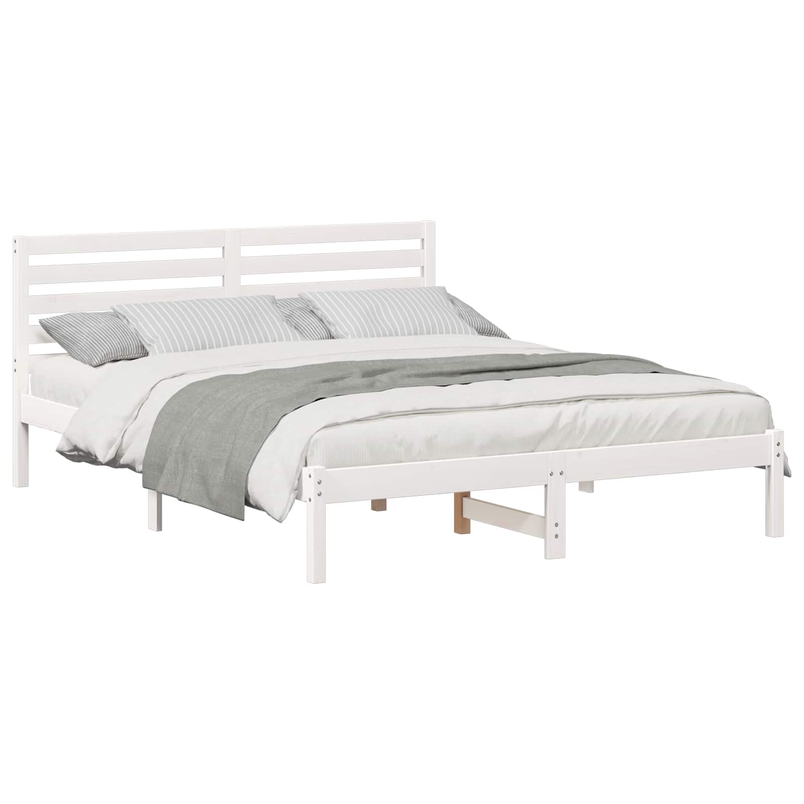 Estrutura da cama com cabeceira branco 160 x 200 cm