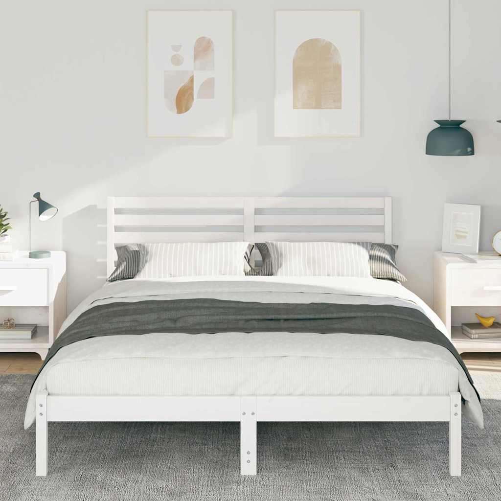 Estrutura da cama com cabeceira branco 160 x 200 cm