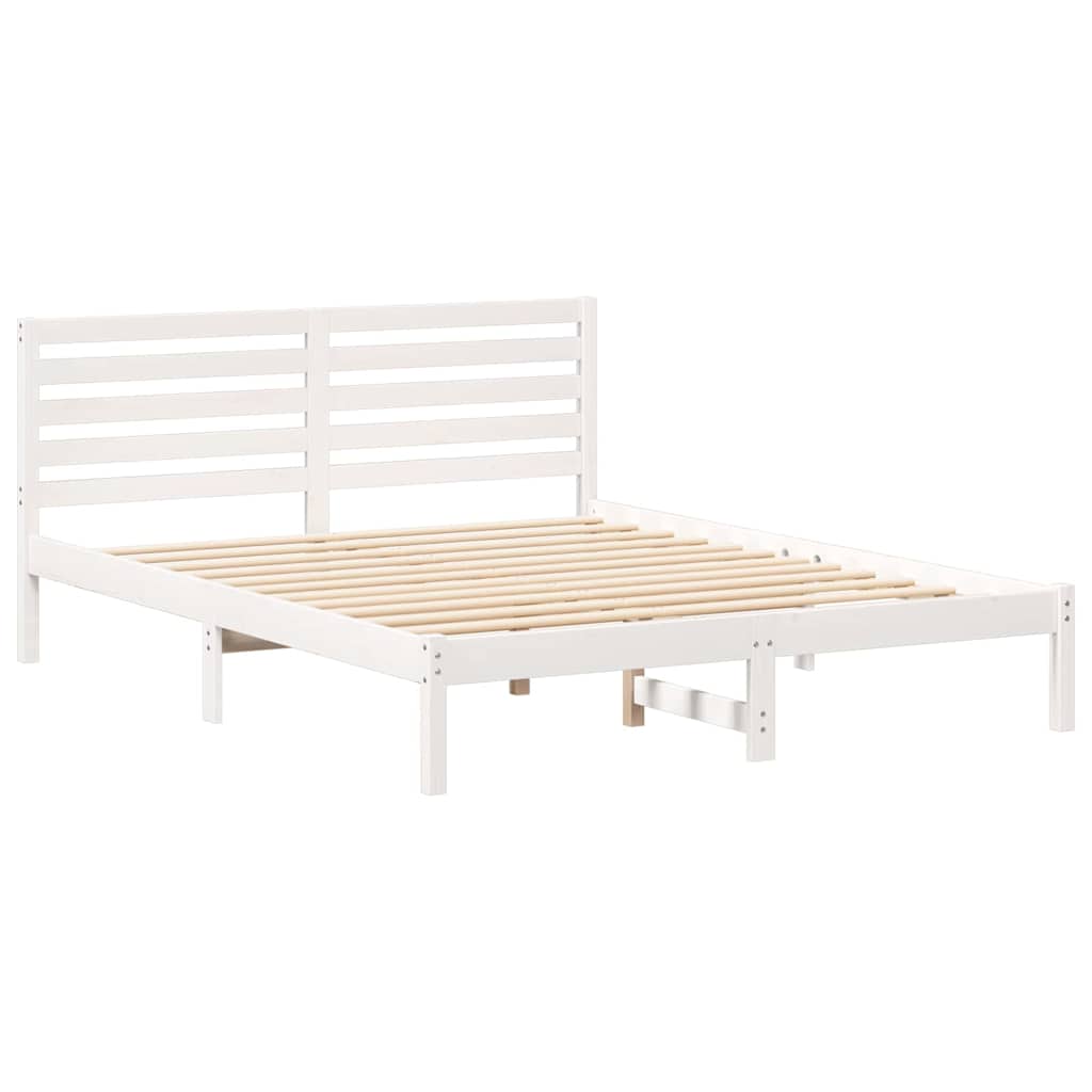Estrutura da cama com cabeceira branco 160 x 200 cm