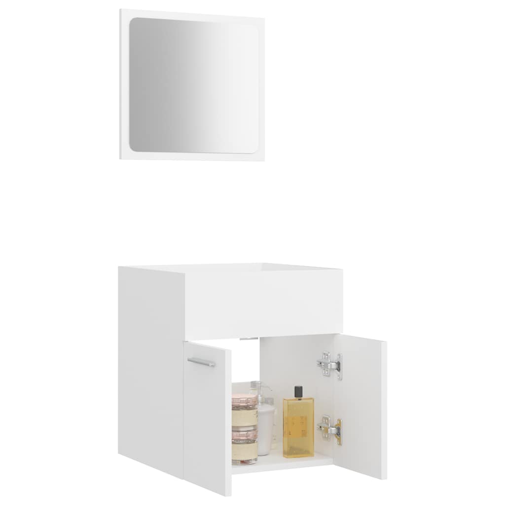 2 Pcs conj. móveis de casa de banho derivados de madeira branco