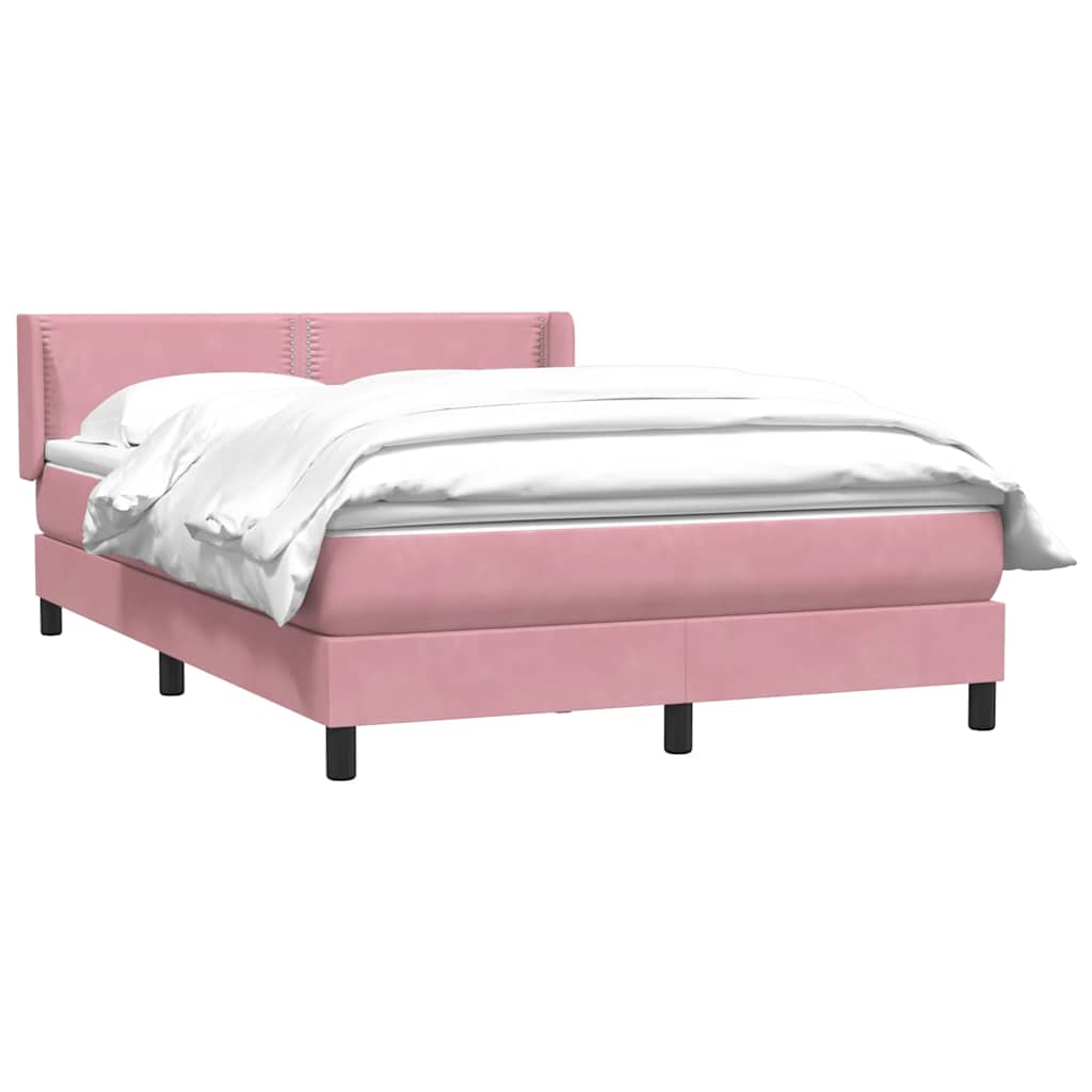 Cama box spring com colchão 160x210 cm veludo rosa