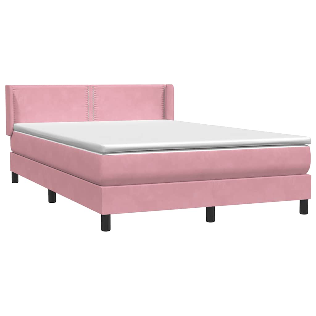 Cama box spring com colchão 160x210 cm veludo rosa