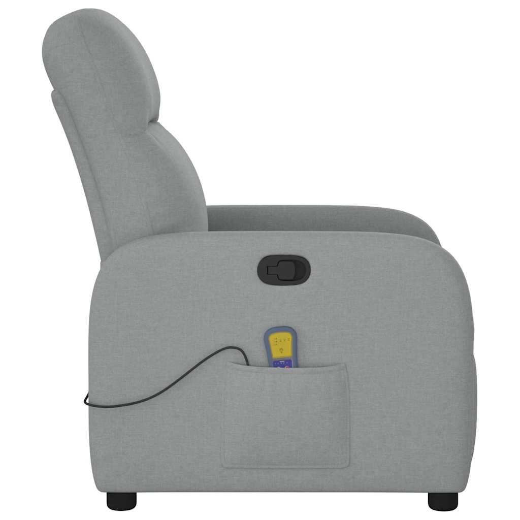Poltrona de massagens reclinável tecido cinzento-claro