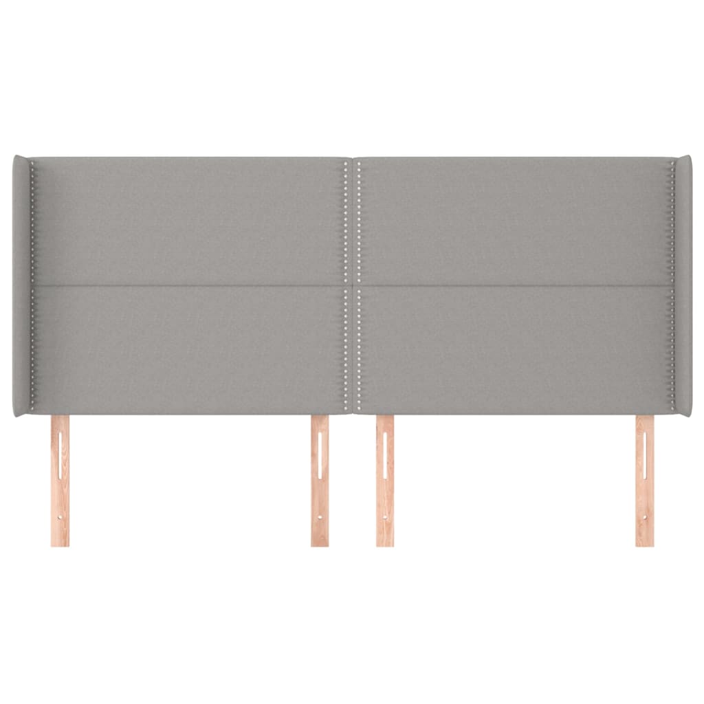 Cabeceira cama c/ abas tecido 183x16x118/128 cm cinzento-claro