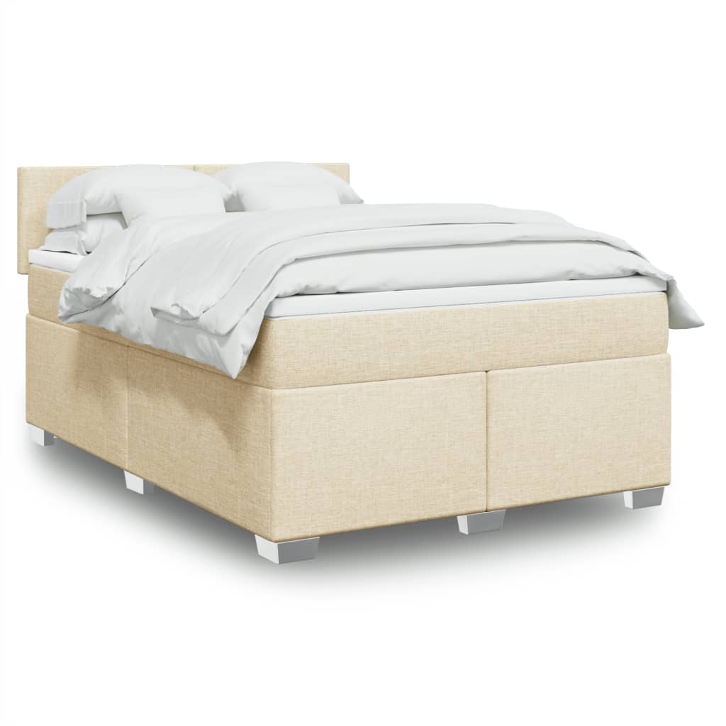 Cama com molas/colchão 140x190 cm tecido cor creme
