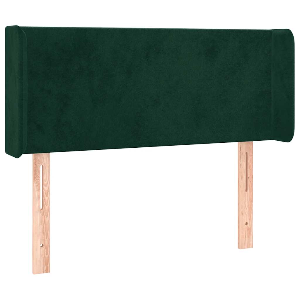 Cabeceira cama c/ luzes LED veludo 93x16x78/88 cm verde-escuro