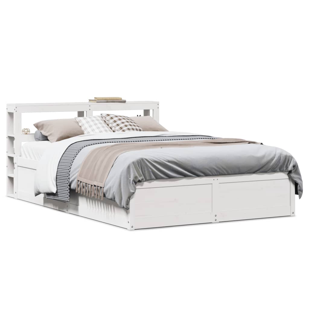 Estrutura cama c/ cabeceira 120x190 cm pinho maciço branco