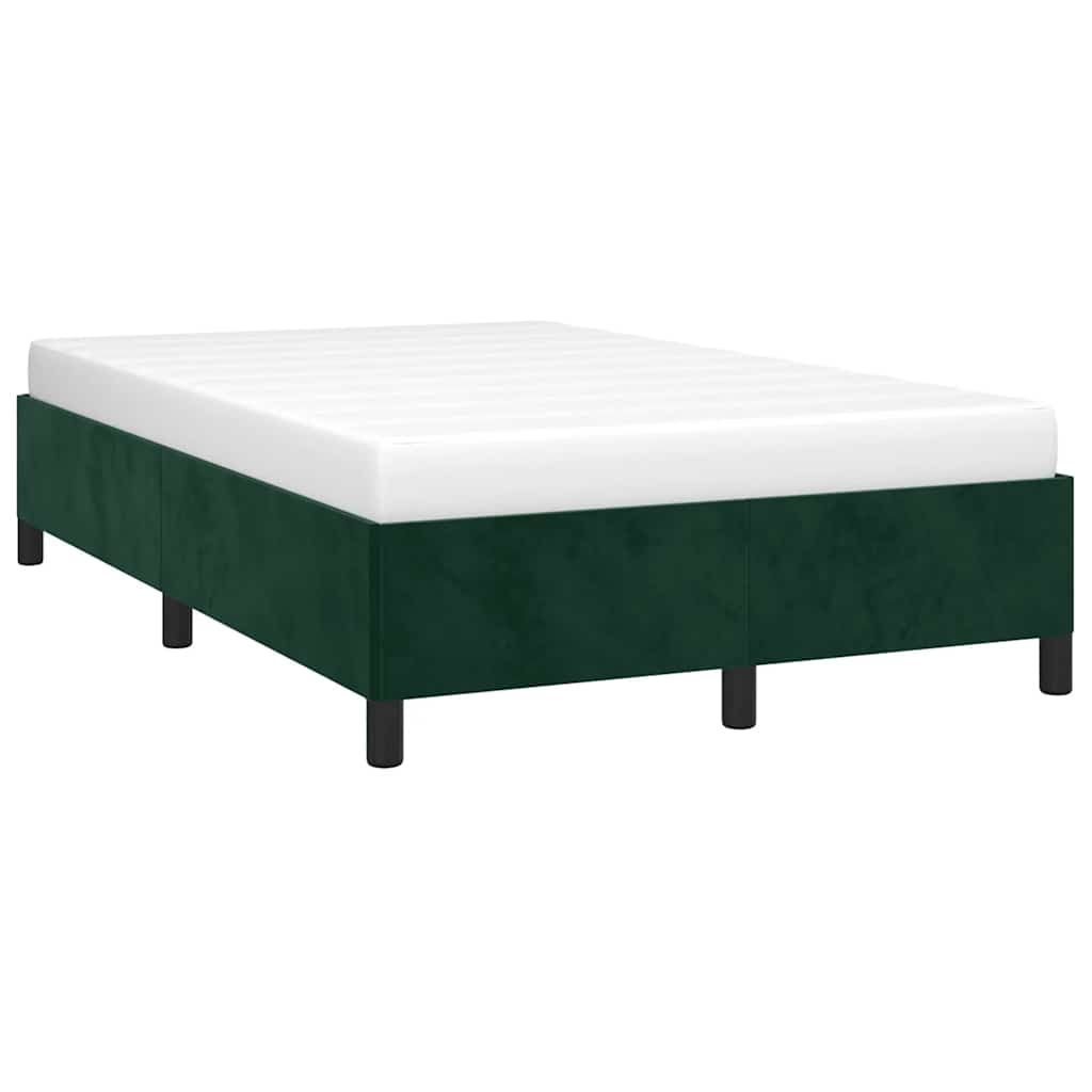 Estrutura de cama sem colchão 120x200 cm veludo verde-escuro