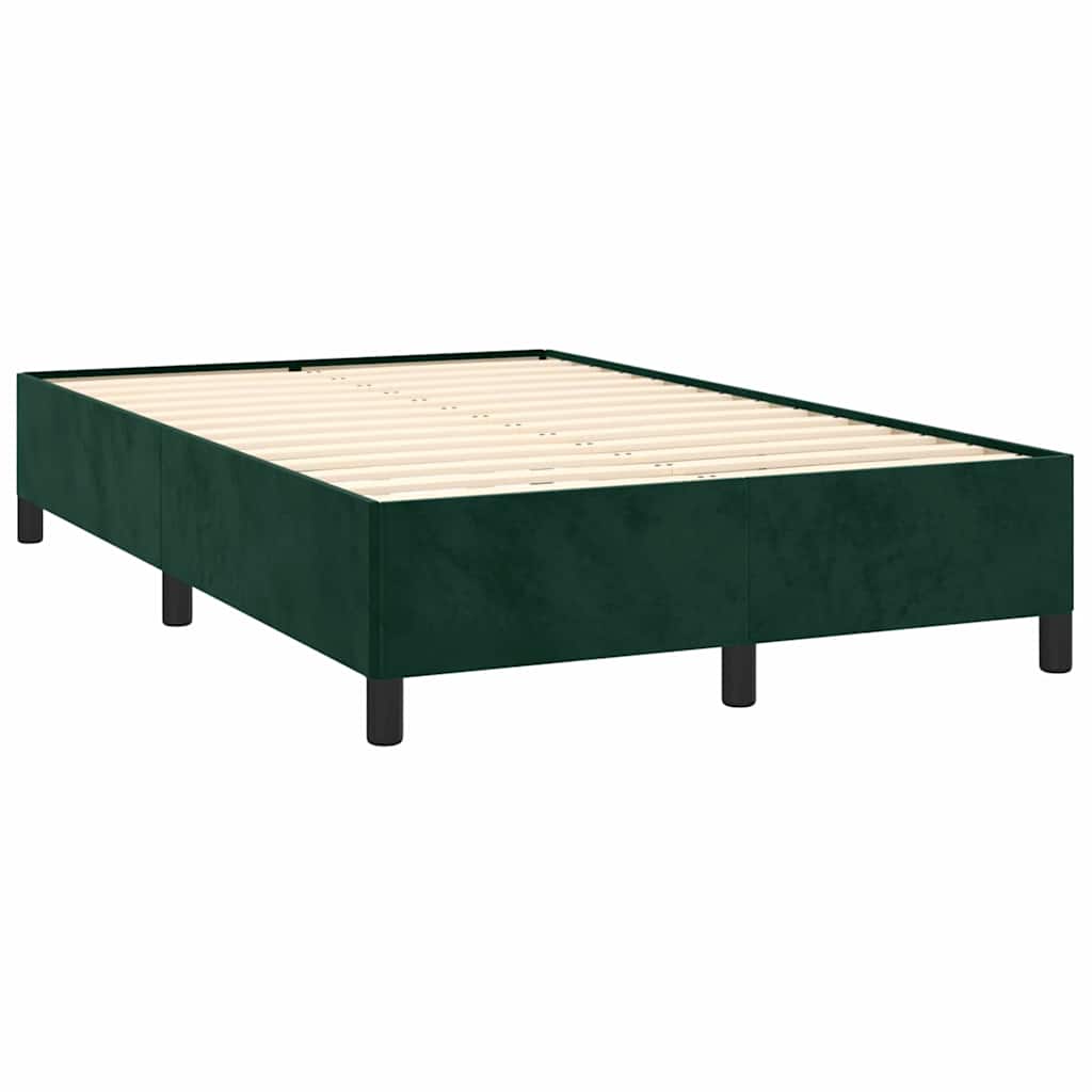 Estrutura de cama sem colchão 120x200 cm veludo verde-escuro