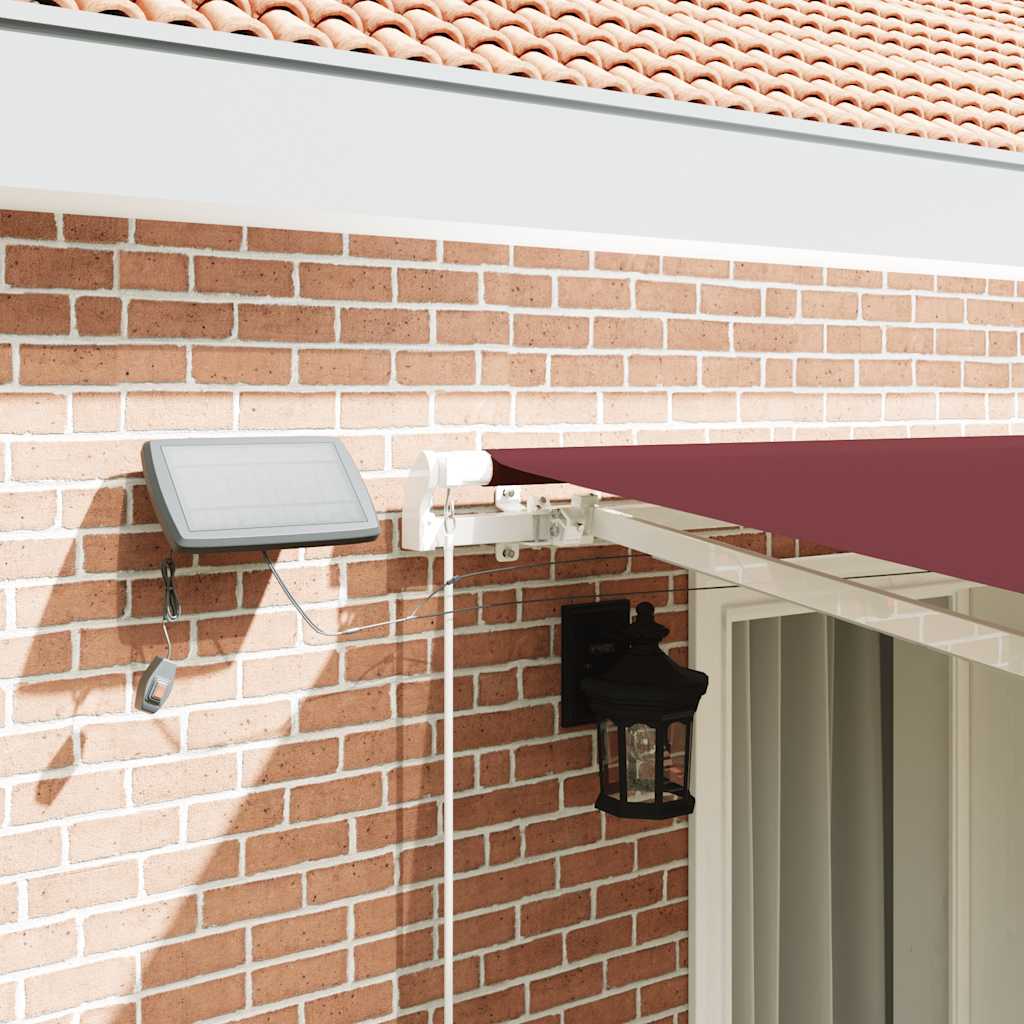 Toldo retrátil manual com luz LED 400x300 cm bordô