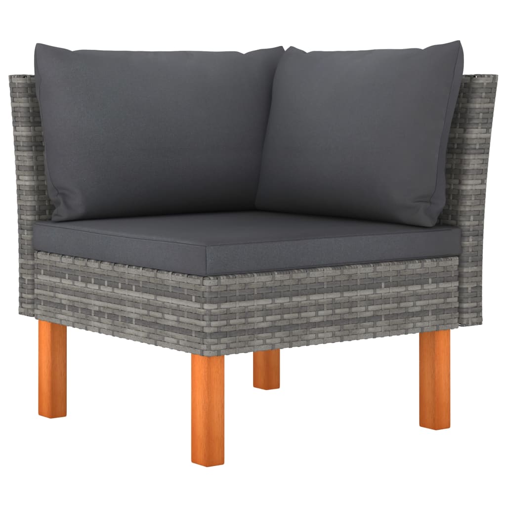 10 Pcs conj. lounge jardim vime PE e madeira eucalipto cinzento