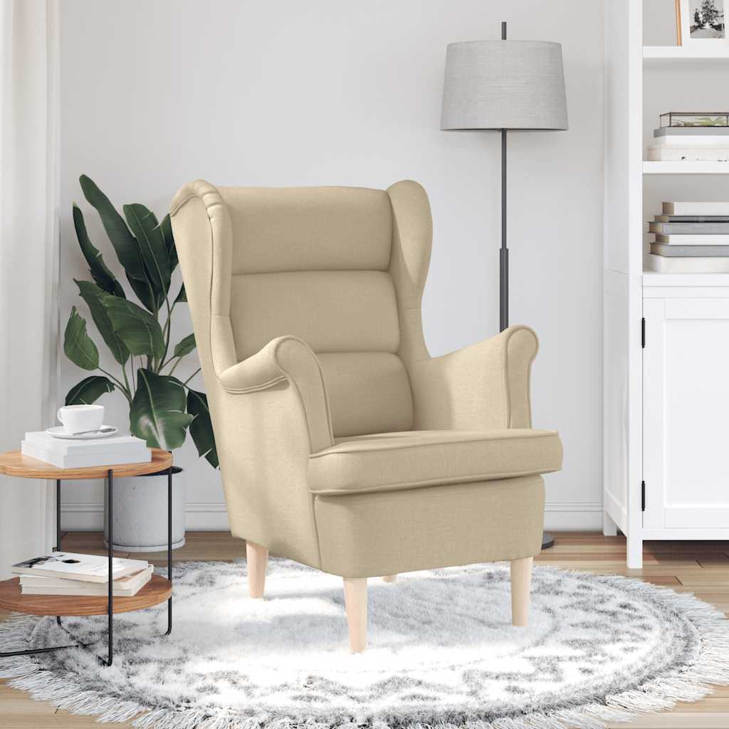 Cadeira com apoio de braços 74x84x100 cm tecido cor creme