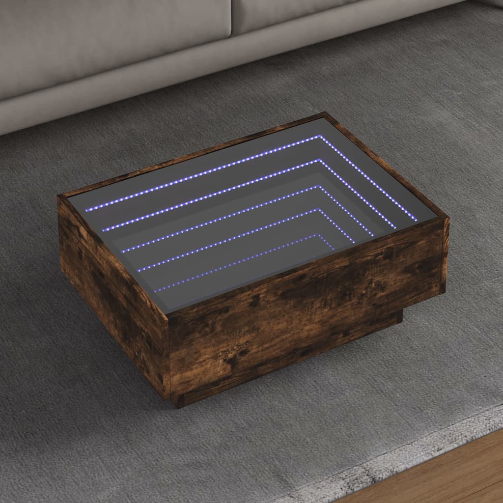 Mesa de centro c/ leds 70x50x30 cm derivados de madeira