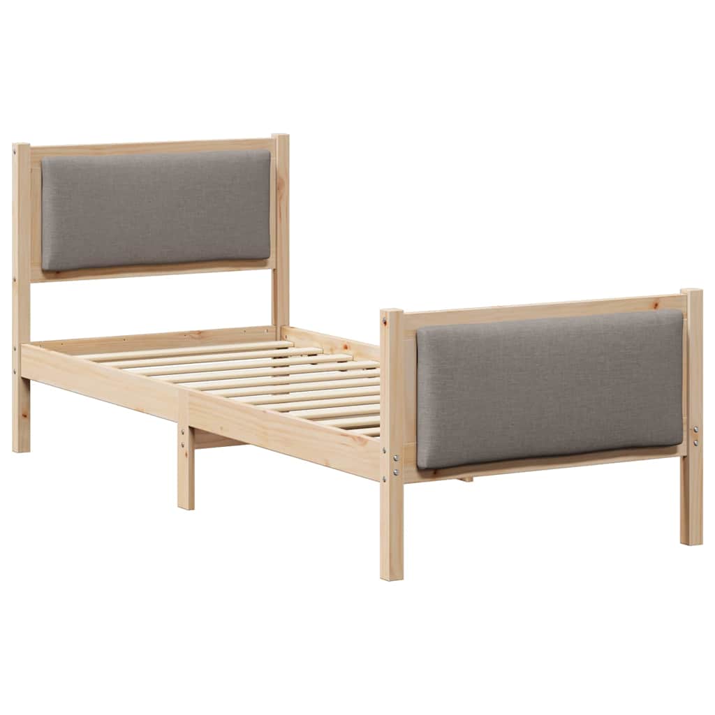 Estrutura da cama cinzento-acastanhado 75 x 190 cm tecido