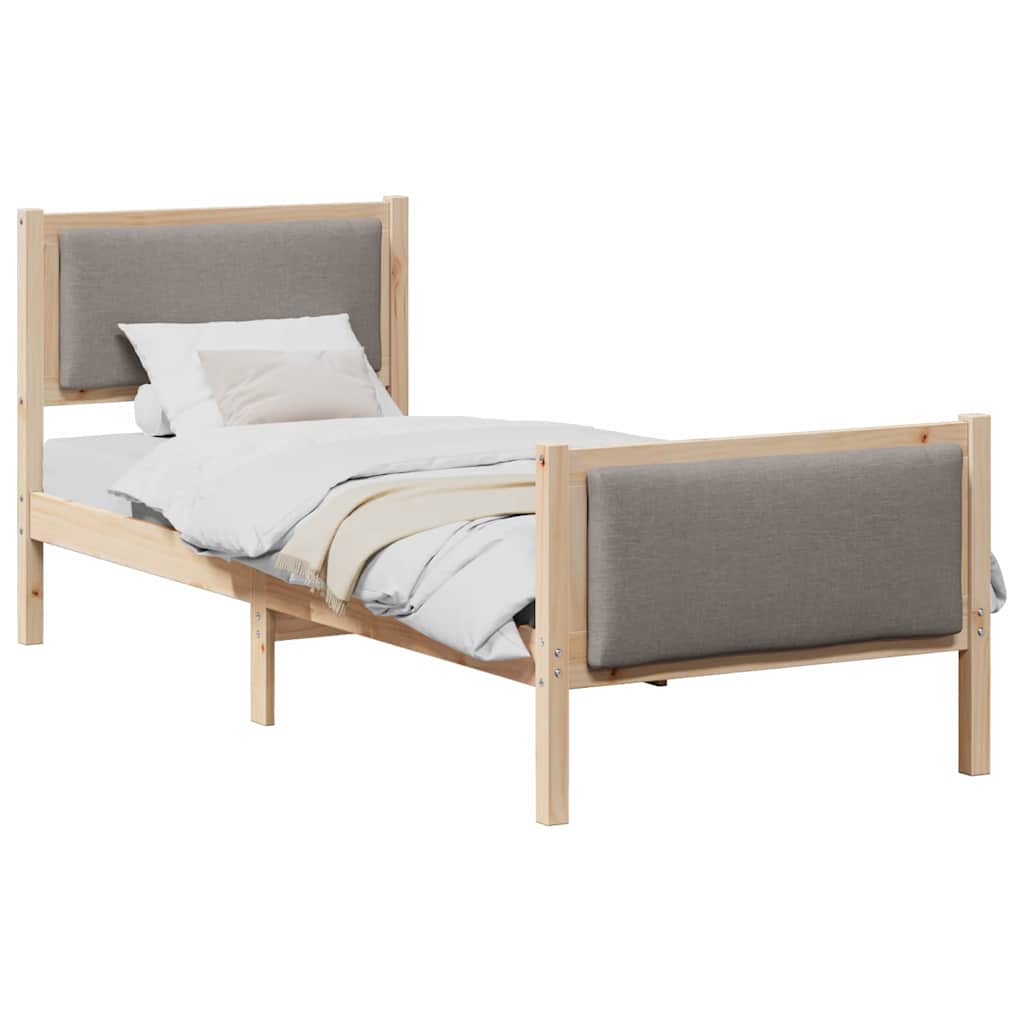 Estrutura da cama cinzento-acastanhado 75 x 190 cm tecido