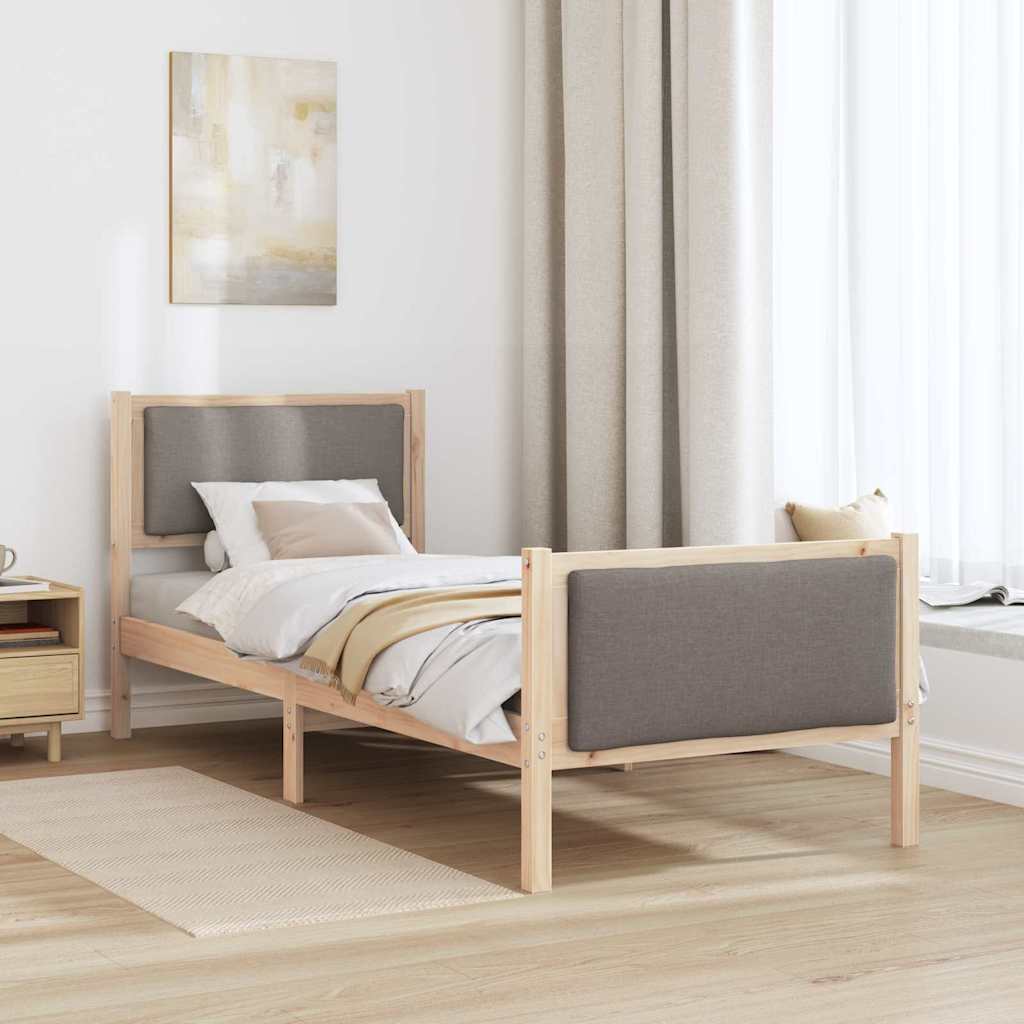 Estrutura da cama cinzento-acastanhado 75 x 190 cm tecido